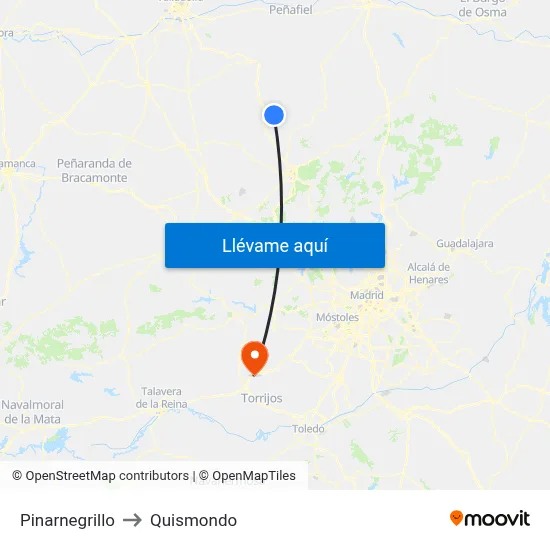 Pinarnegrillo to Quismondo map