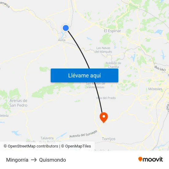 Mingorría to Quismondo map