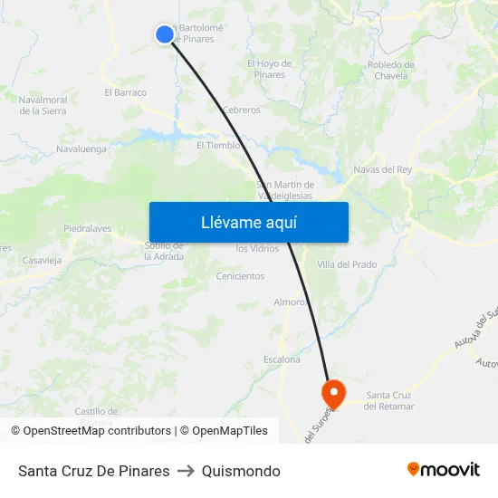 Santa Cruz De Pinares to Quismondo map