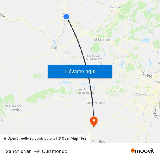 Sanchidrián to Quismondo map