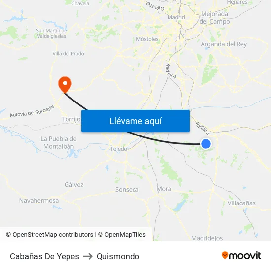 Cabañas De Yepes to Quismondo map