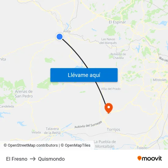 El Fresno to Quismondo map
