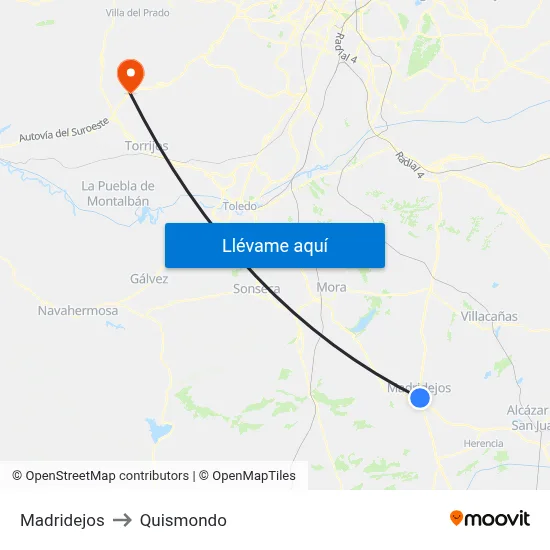 Madridejos to Quismondo map