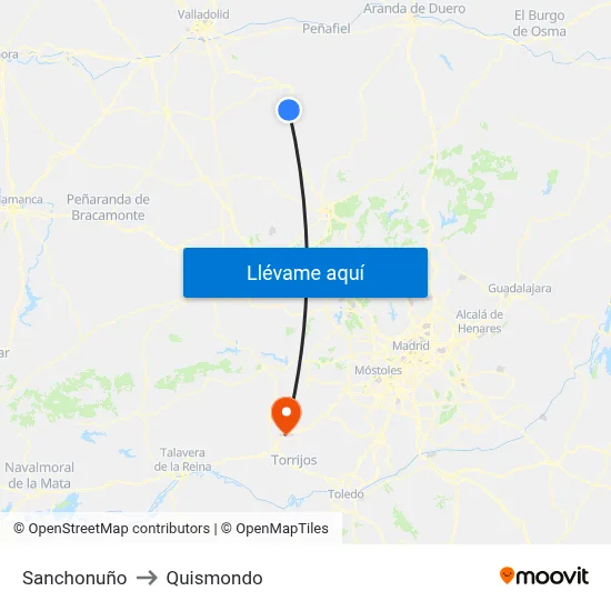Sanchonuño to Quismondo map