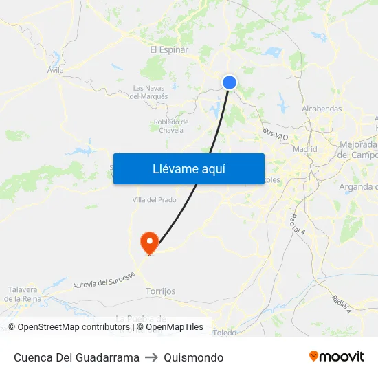 Cuenca Del Guadarrama to Quismondo map