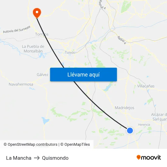 La Mancha to Quismondo map