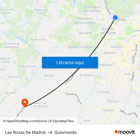 Las Rozas De Madrid to Quismondo map
