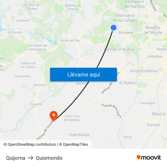 Quijorna to Quismondo map