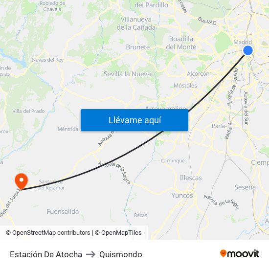 Estación De Atocha to Quismondo map