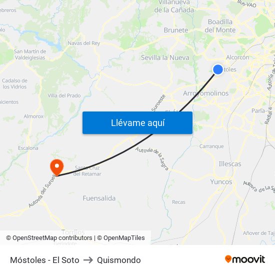 Móstoles - El Soto to Quismondo map