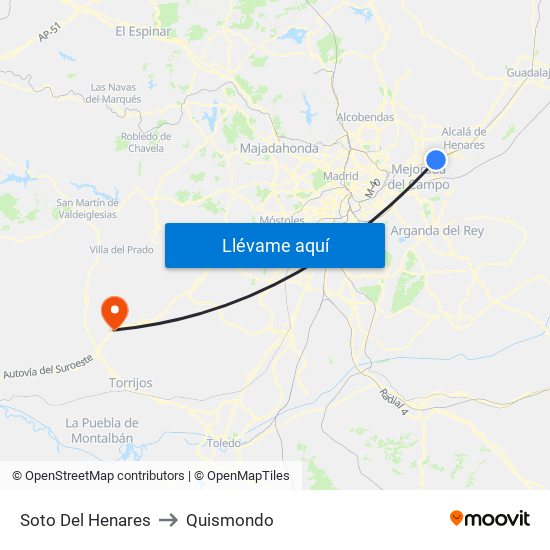 Soto Del Henares to Quismondo map