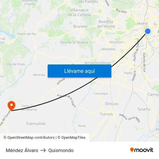 Méndez Álvaro to Quismondo map