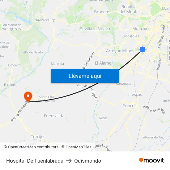 Hospital De Fuenlabrada to Quismondo map