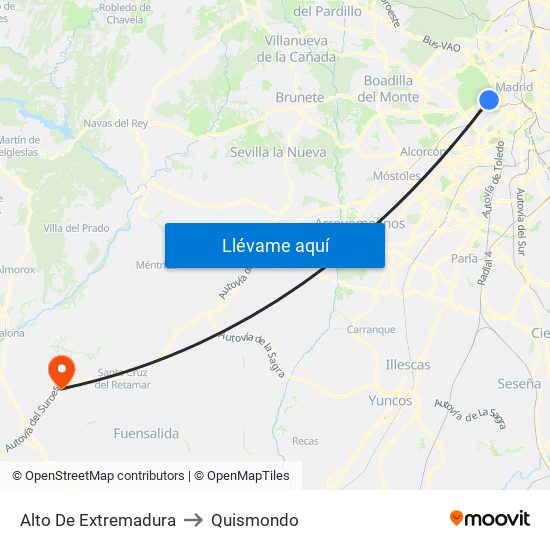 Alto De Extremadura to Quismondo map