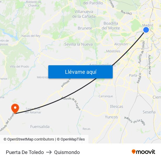 Puerta De Toledo to Quismondo map