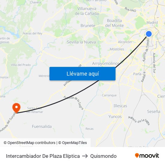 Intercambiador De Plaza Elíptica to Quismondo map