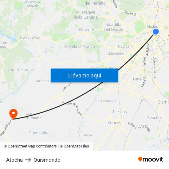 Atocha to Quismondo map