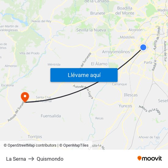 La Serna to Quismondo map