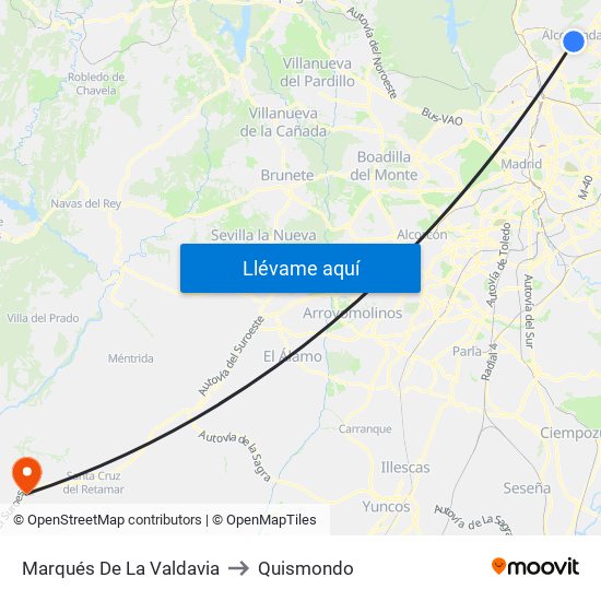 Marqués De La Valdavia to Quismondo map