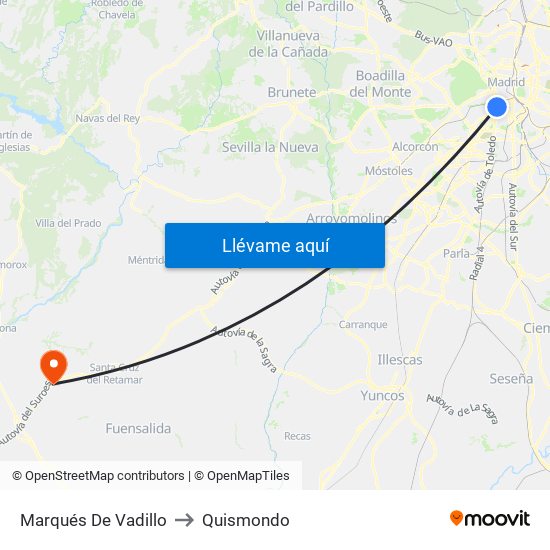 Marqués De Vadillo to Quismondo map