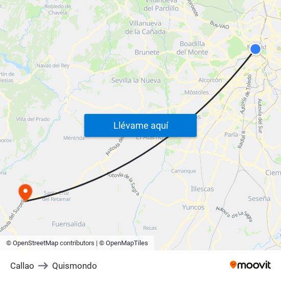 Callao to Quismondo map