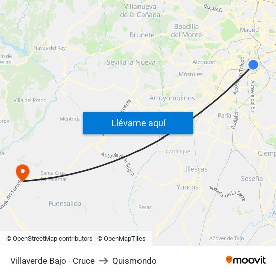Villaverde Bajo - Cruce to Quismondo map