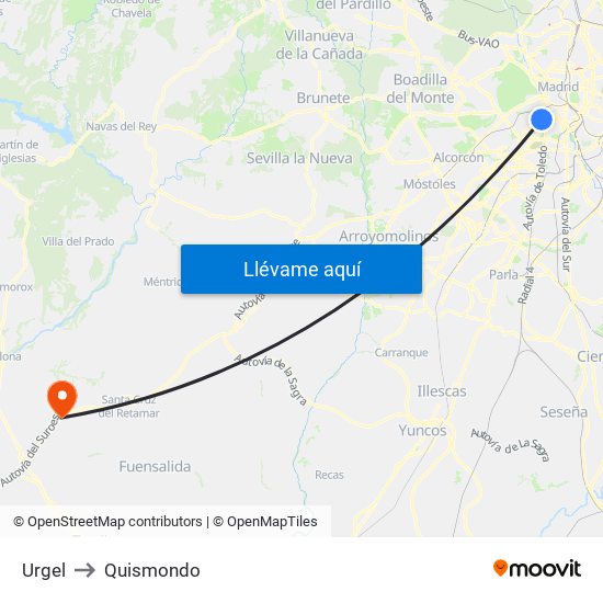 Urgel to Quismondo map