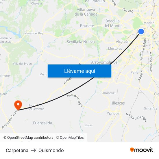 Carpetana to Quismondo map