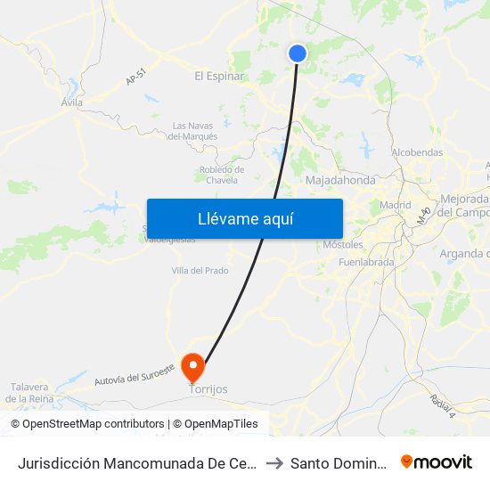 Jurisdicción Mancomunada De Cerdedilla Y Navacerrada to Santo Domingo-Caudilla map