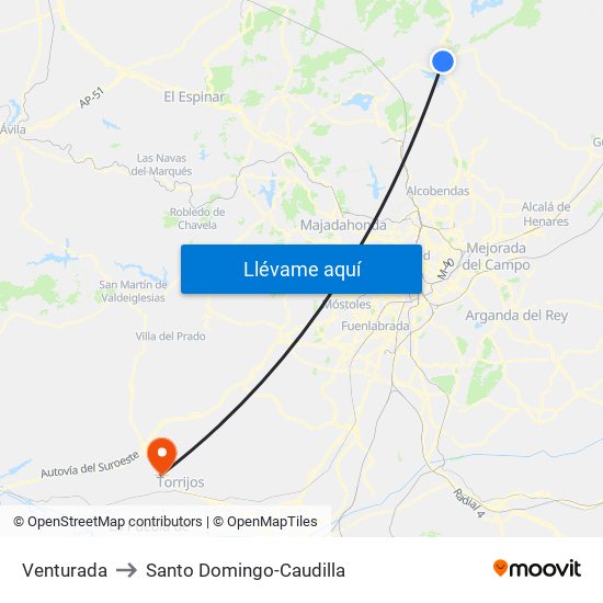 Venturada to Santo Domingo-Caudilla map