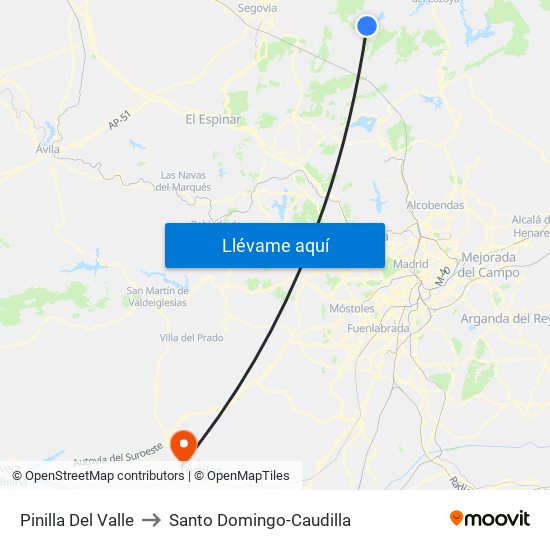 Pinilla Del Valle to Santo Domingo-Caudilla map
