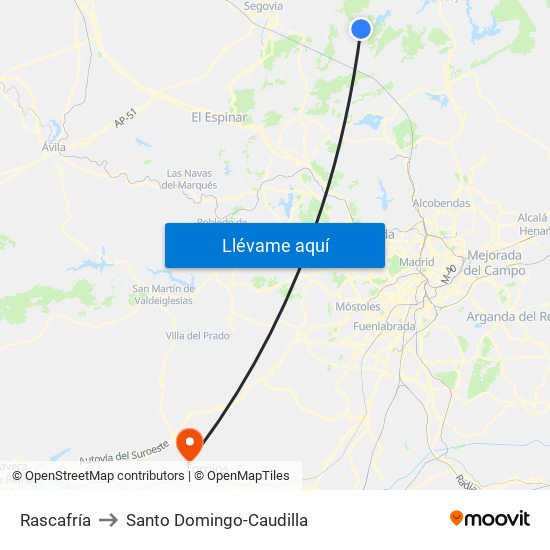 Rascafría to Santo Domingo-Caudilla map