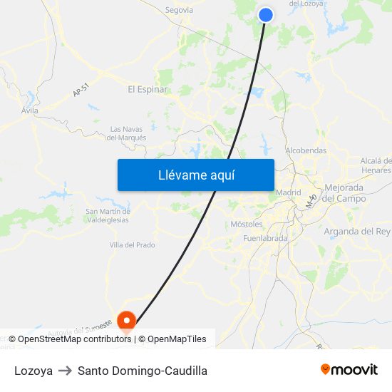 Lozoya to Santo Domingo-Caudilla map