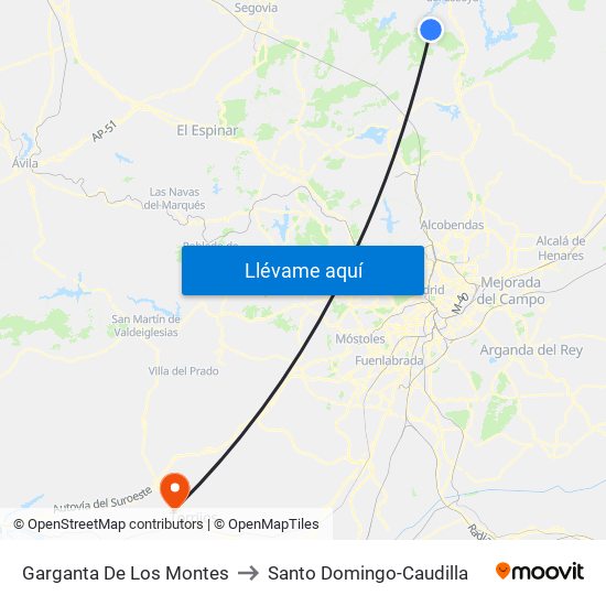 Garganta De Los Montes to Santo Domingo-Caudilla map