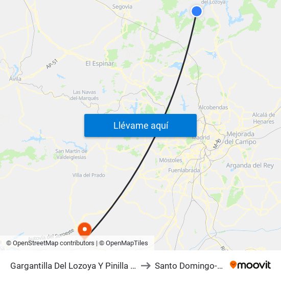 Gargantilla Del Lozoya Y Pinilla De Buitrago to Santo Domingo-Caudilla map