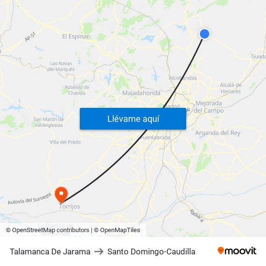 Talamanca De Jarama to Santo Domingo-Caudilla map