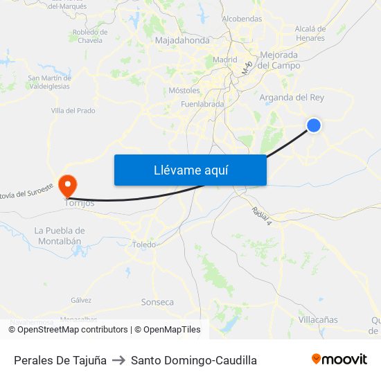 Perales De Tajuña to Santo Domingo-Caudilla map