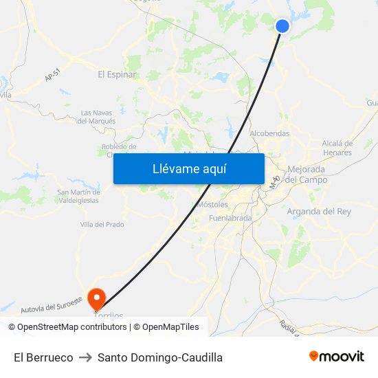 El Berrueco to Santo Domingo-Caudilla map