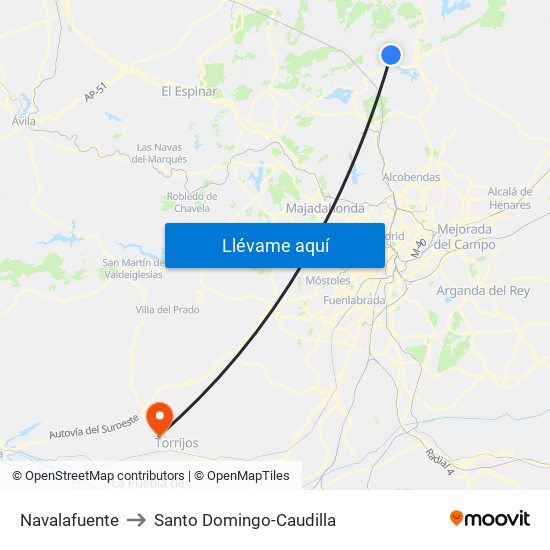 Navalafuente to Santo Domingo-Caudilla map