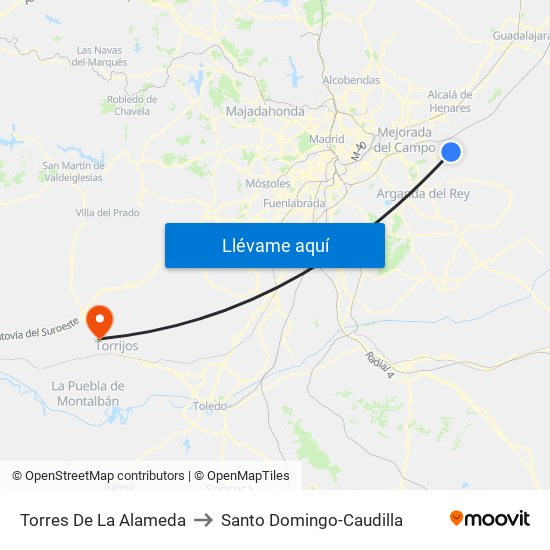 Torres De La Alameda to Santo Domingo-Caudilla map
