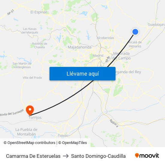 Camarma De Esteruelas to Santo Domingo-Caudilla map