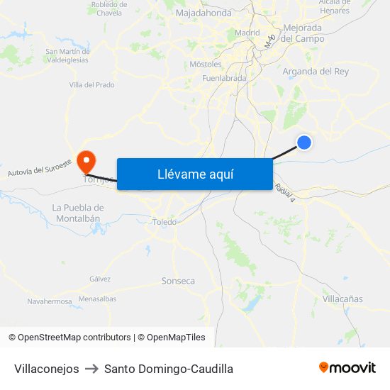 Villaconejos to Santo Domingo-Caudilla map