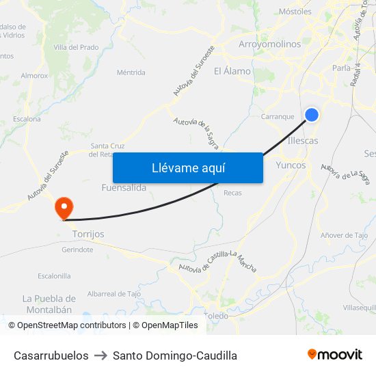 Casarrubuelos to Santo Domingo-Caudilla map