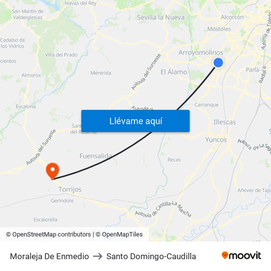 Moraleja De Enmedio to Santo Domingo-Caudilla map