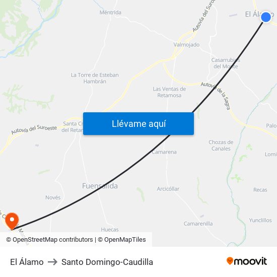 El Álamo to Santo Domingo-Caudilla map