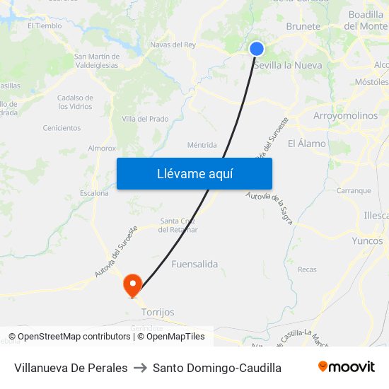 Villanueva De Perales to Santo Domingo-Caudilla map