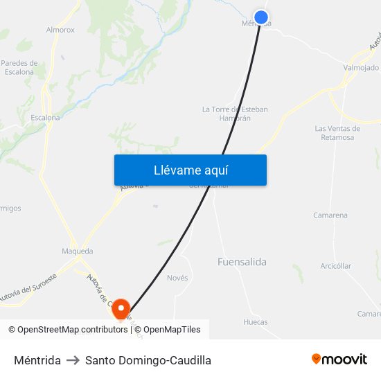 Méntrida to Santo Domingo-Caudilla map