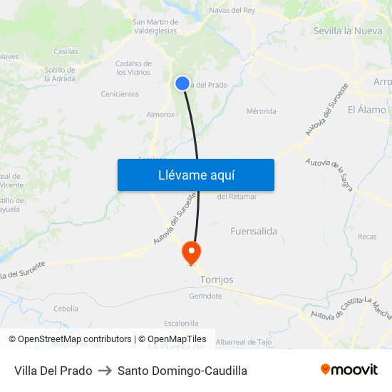 Villa Del Prado to Santo Domingo-Caudilla map