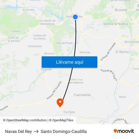 Navas Del Rey to Santo Domingo-Caudilla map