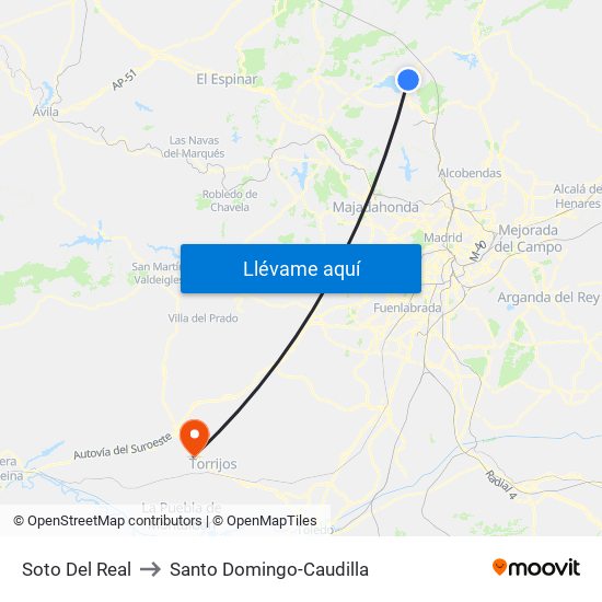 Soto Del Real to Santo Domingo-Caudilla map